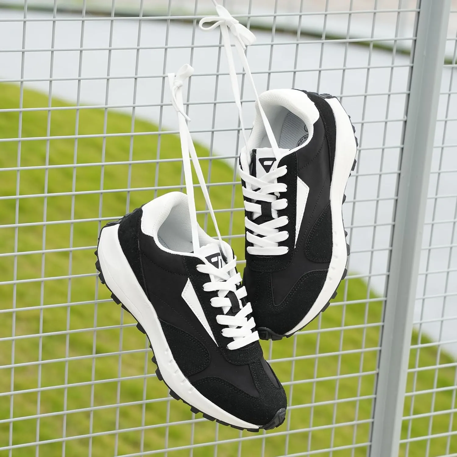 JABASIC Women Lace Up Fashion Sneakers Comfortable Vintage Walking Sports Shoes