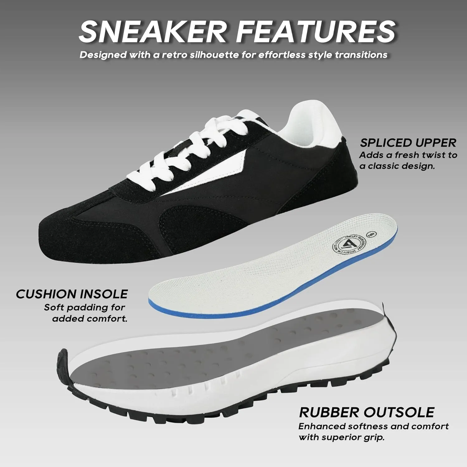 JABASIC Women Lace Up Fashion Sneakers Comfortable Vintage Walking Sports Shoes