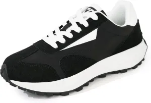 JABASIC Women Lace Up Fashion Sneakers Comfortable Vintage Walking Sports Shoes