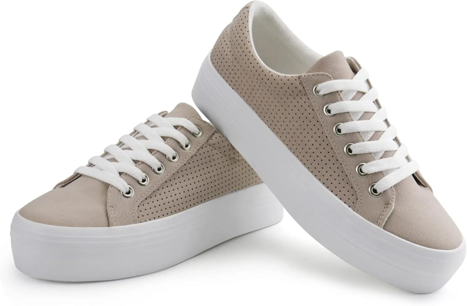 JABASIC Women Platform Sneakers Breathable Casual Lace Up Fashion Walking Shoes