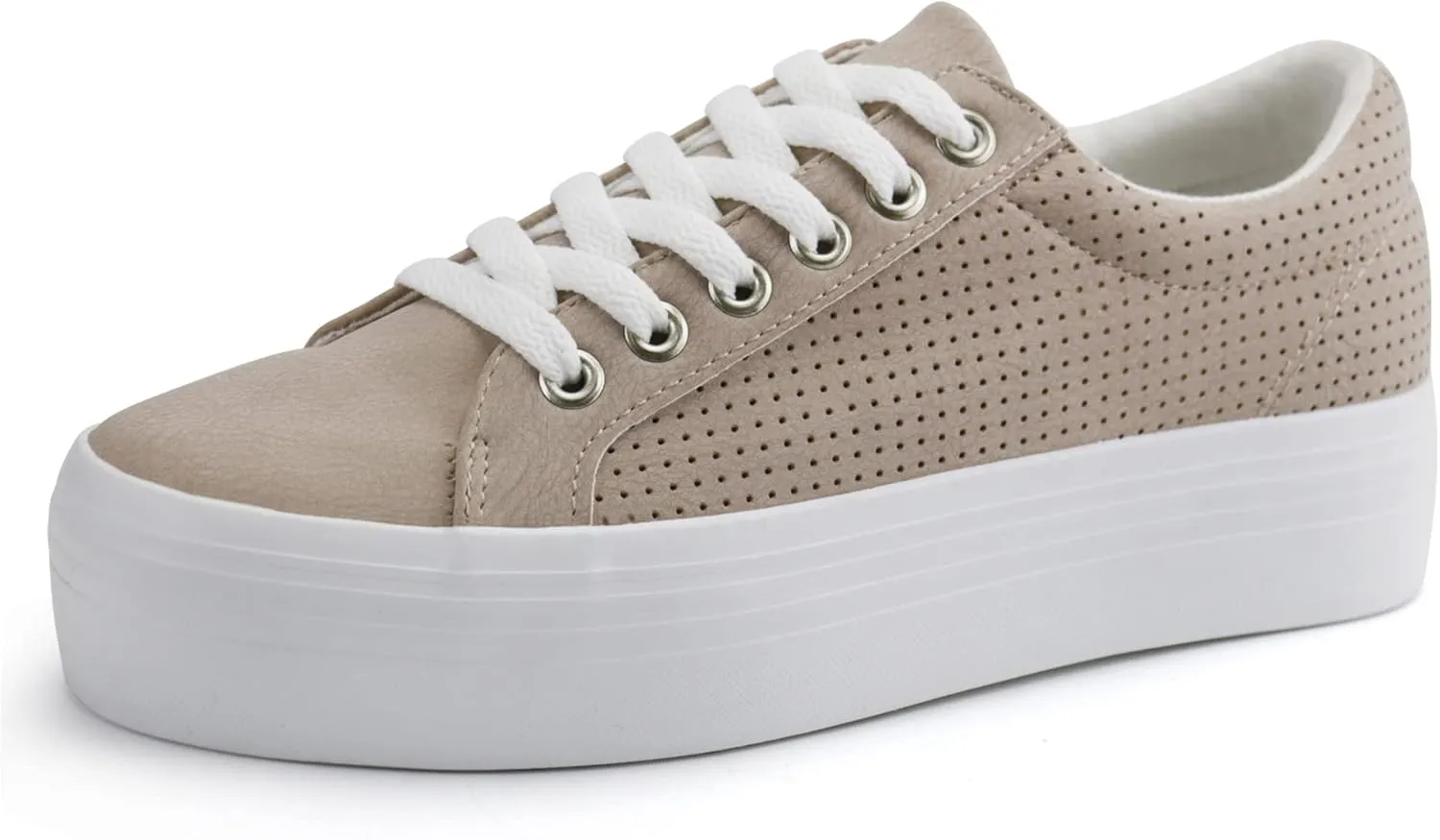 JABASIC Women Platform Sneakers Breathable Casual Lace Up Fashion Walking Shoes