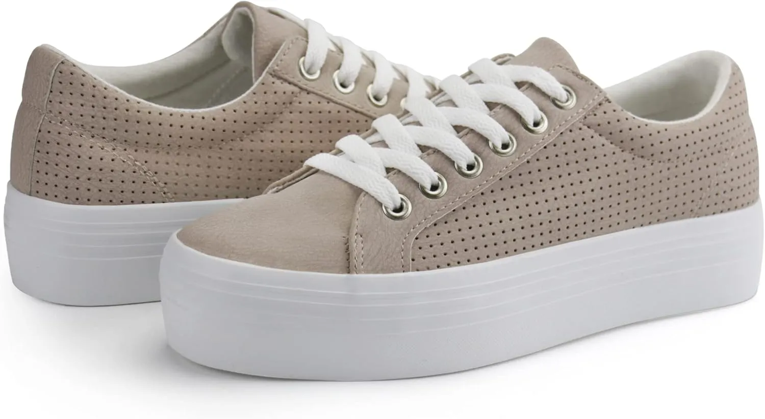 JABASIC Women Platform Sneakers Breathable Casual Lace Up Fashion Walking Shoes