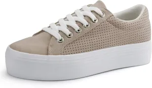 JABASIC Women Platform Sneakers Breathable Casual Lace Up Fashion Walking Shoes