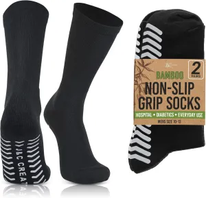 J&C Creations Premium Quality Grip Socks Men Size 10-13 - Hospital Socks For Men With Grips - 80% Viscose Bamboo