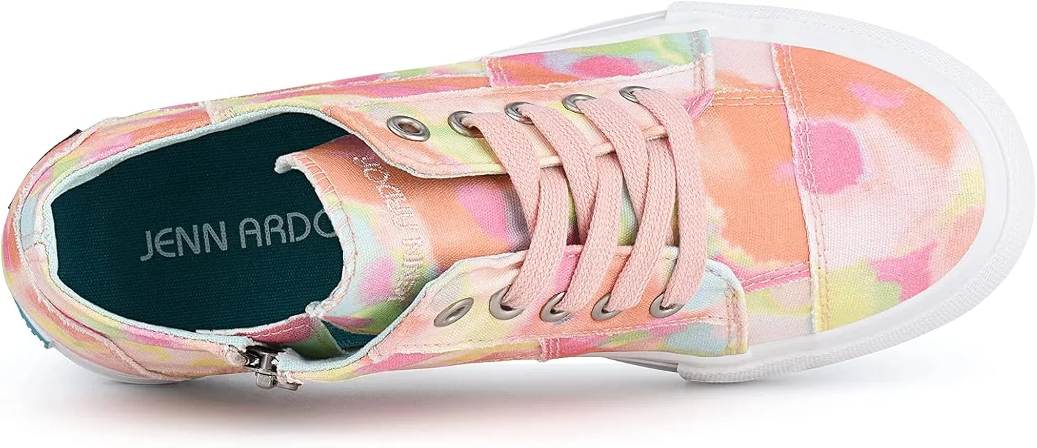 JENN ARDOR Wedge Sneakers for Women Fashion Canvas Shoes Casual Platform Hidden Heel Womens Slip On Sneaker Non Slip Side Zipper