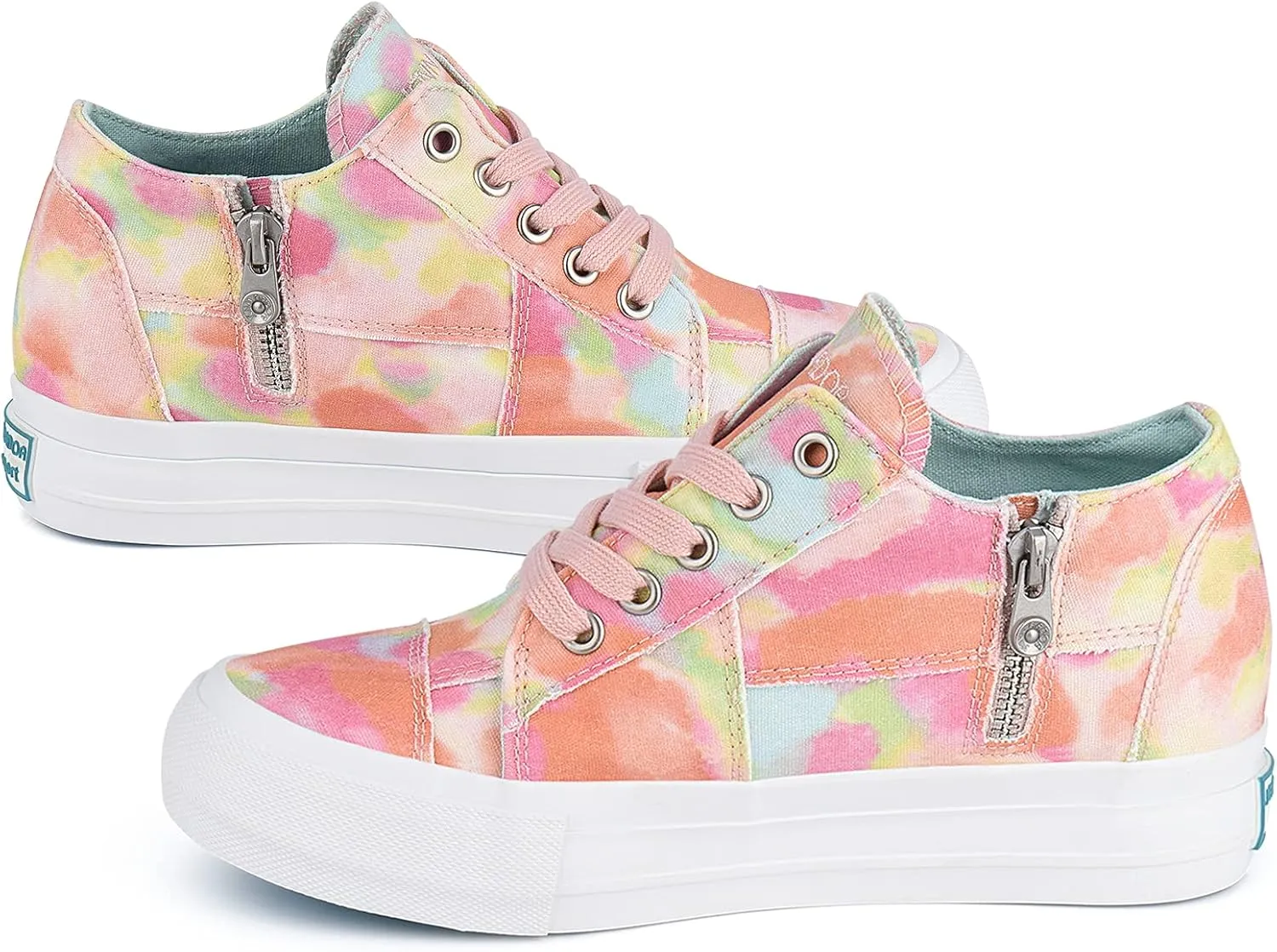JENN ARDOR Wedge Sneakers for Women Fashion Canvas Shoes Casual Platform Hidden Heel Womens Slip On Sneaker Non Slip Side Zipper