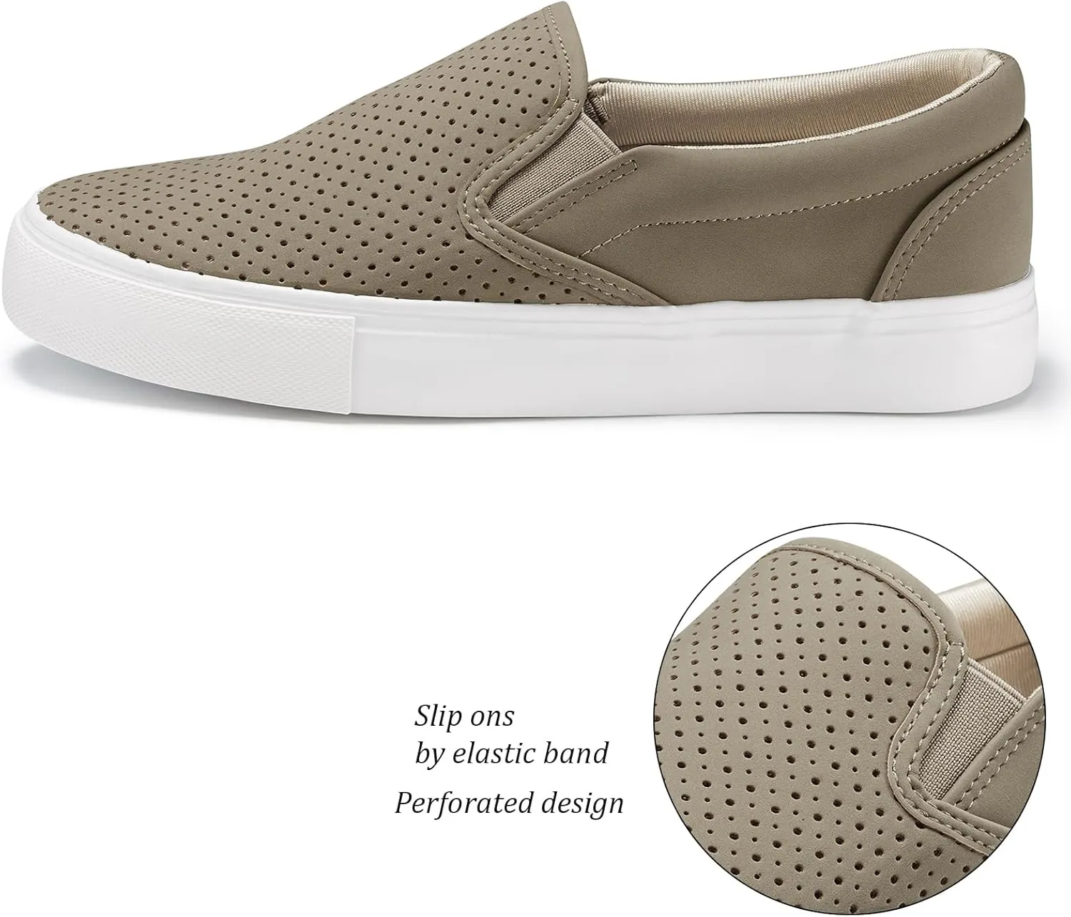 JENN ARDOR Womens Slip On Sneakers Perforated/Quilted Casual Shoes Fashion Walking Flats