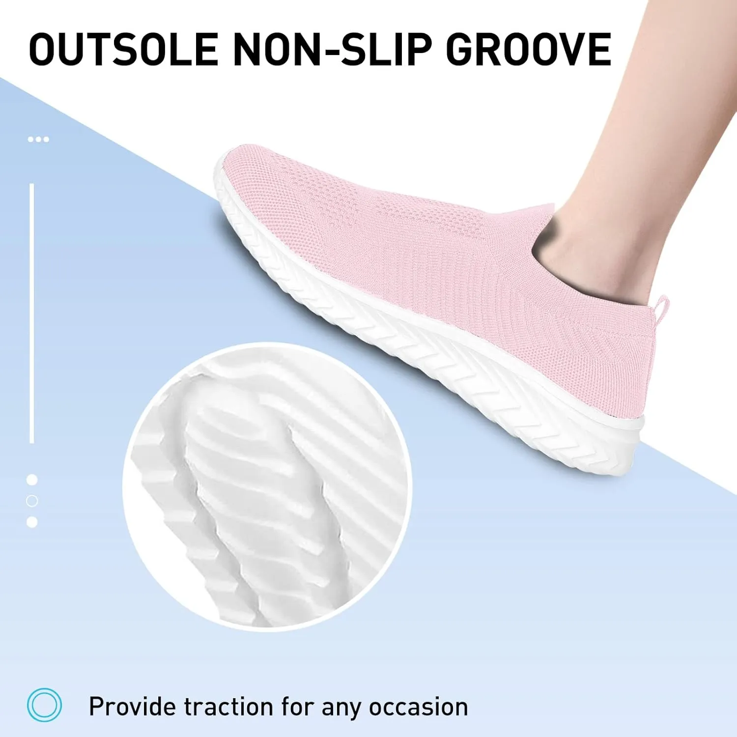 JIAFO Womens Athletic Walking Shoes, Women Slip On Shoes Sneakers, Non Slip Running Shoes for Women, Laceless Casual Breathable Lightweight Mesh Knit