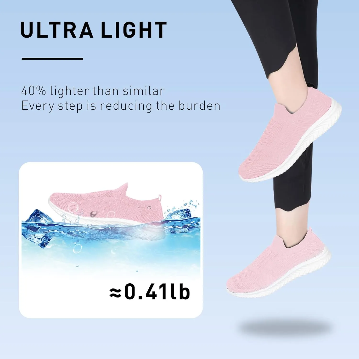 JIAFO Womens Athletic Walking Shoes, Women Slip On Shoes Sneakers, Non Slip Running Shoes for Women, Laceless Casual Breathable Lightweight Mesh Knit