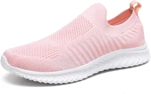 JIAFO Womens Athletic Walking Shoes, Women Slip On Shoes Sneakers, Non Slip Running Shoes for Women, Laceless Casual Breathable Lightweight Mesh Knit