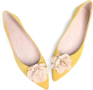 JiangWei Shu Women's Elegant Pointed Toe Flats Floral Ballet Flats Shoes Dressy Slip On Loafers