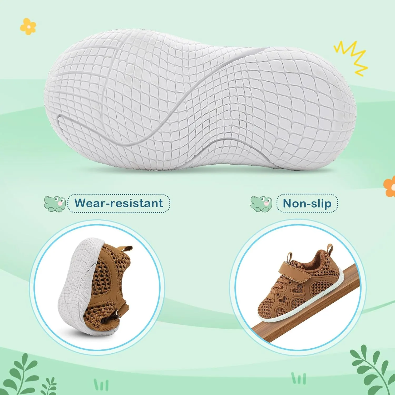 JIASUQI Toddler Shoes for Baby Girls Sneakers Barefoot Walking Shoes Running Tennis Shoes