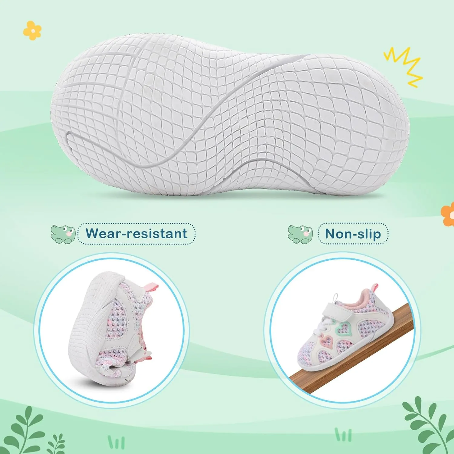 JIASUQI Toddler Shoes for Baby Girls Sneakers Barefoot Walking Shoes Running Tennis Shoes