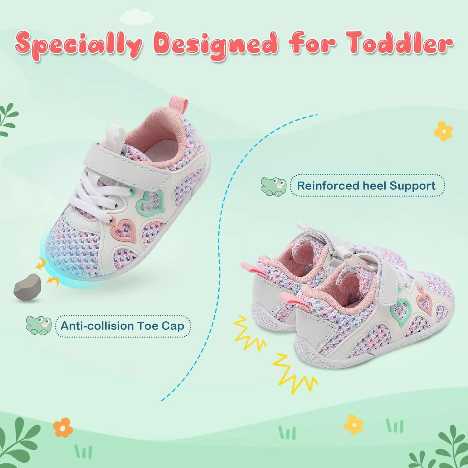 JIASUQI Toddler Shoes for Baby Girls Sneakers Barefoot Walking Shoes Running Tennis Shoes