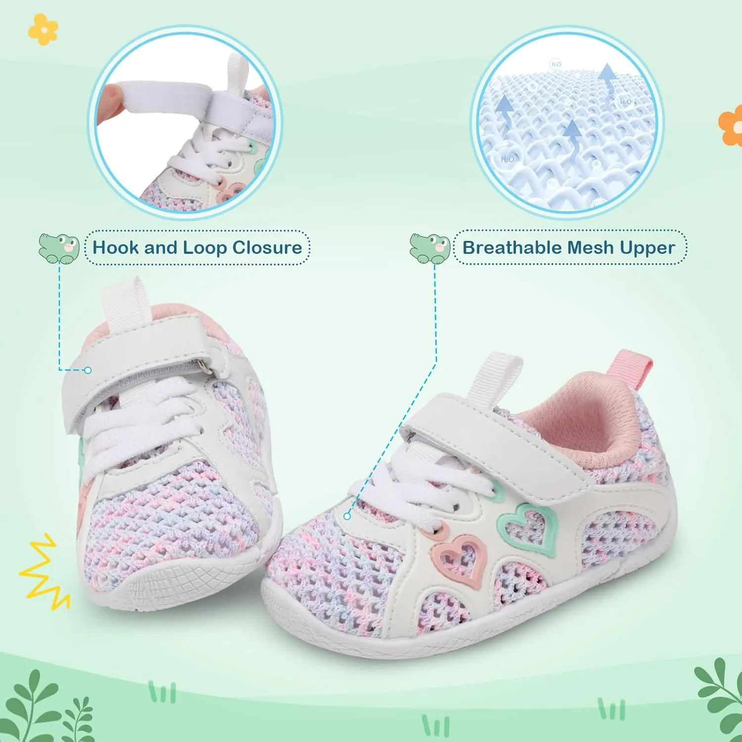 JIASUQI Toddler Shoes for Baby Girls Sneakers Barefoot Walking Shoes Running Tennis Shoes