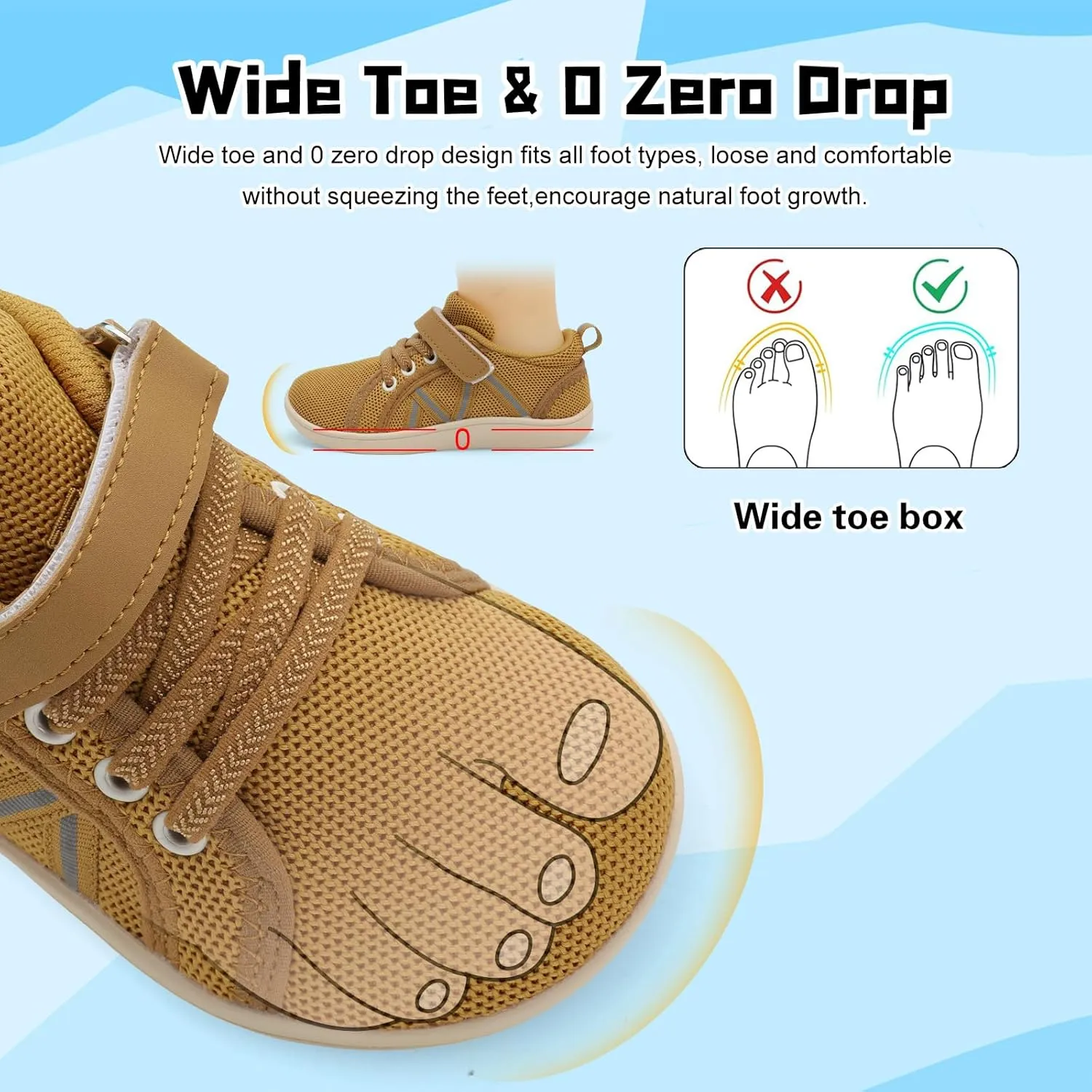JOINFREE Toddler Shoes Boys Girls Wide Barefoot Shoes Little Kids Minimalist Sneakers Zero Drop Casual Walking Shoes Breathable Tennis Shoes Indoor Outdoor