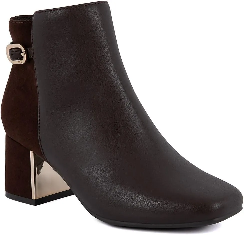 Jones New York Women's Heel Ankle Boots Fashion Side Zipper Square Toes Block Heel Boots