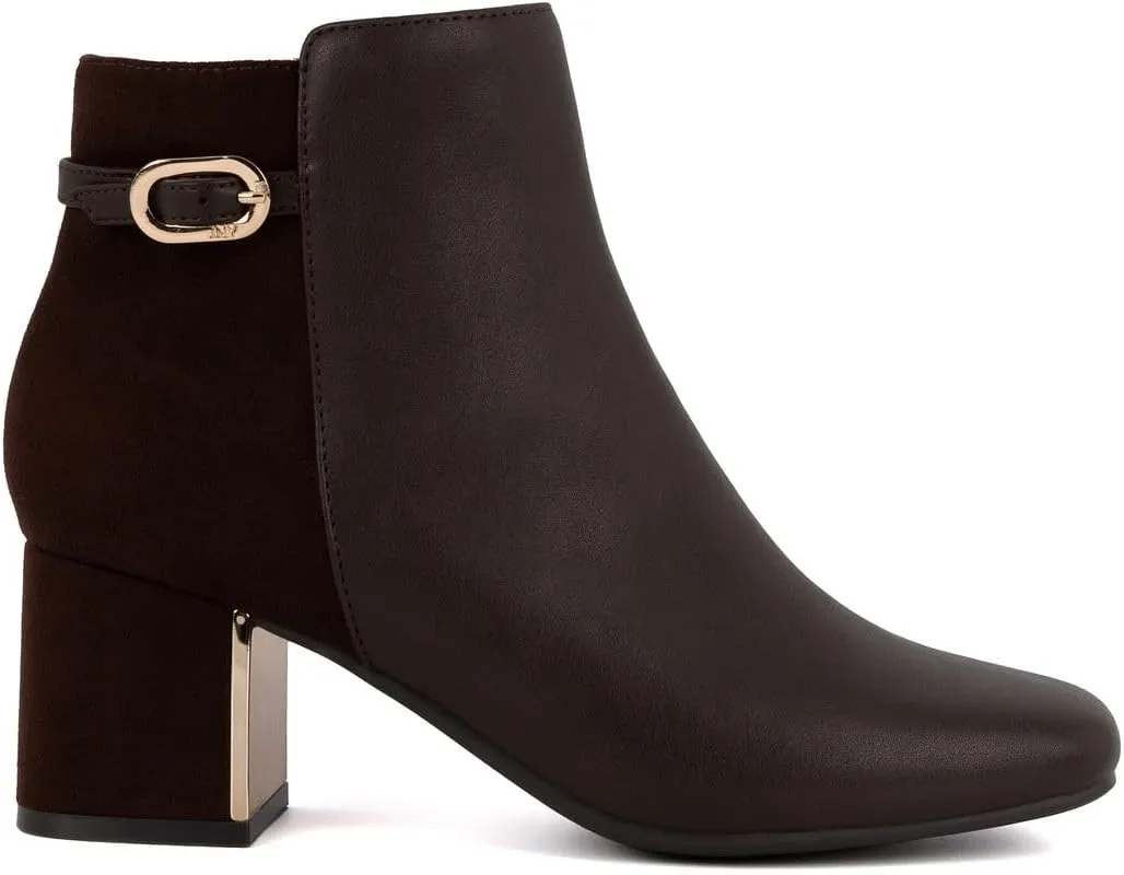 Jones New York Women's Heel Ankle Boots Fashion Side Zipper Square Toes Block Heel Boots