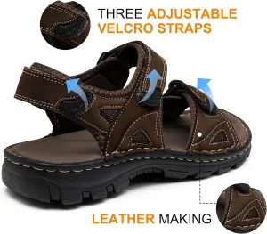Jousen Men's Sandals Leather Open Toe Beach Sandal Outdoor Summer Sport Hiking Sandals