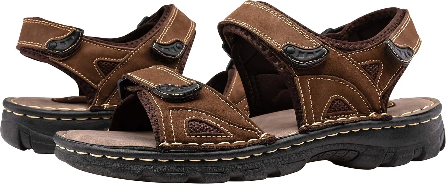 Jousen Men's Sandals Leather Open Toe Beach Sandal Outdoor Summer Sport Hiking Sandals