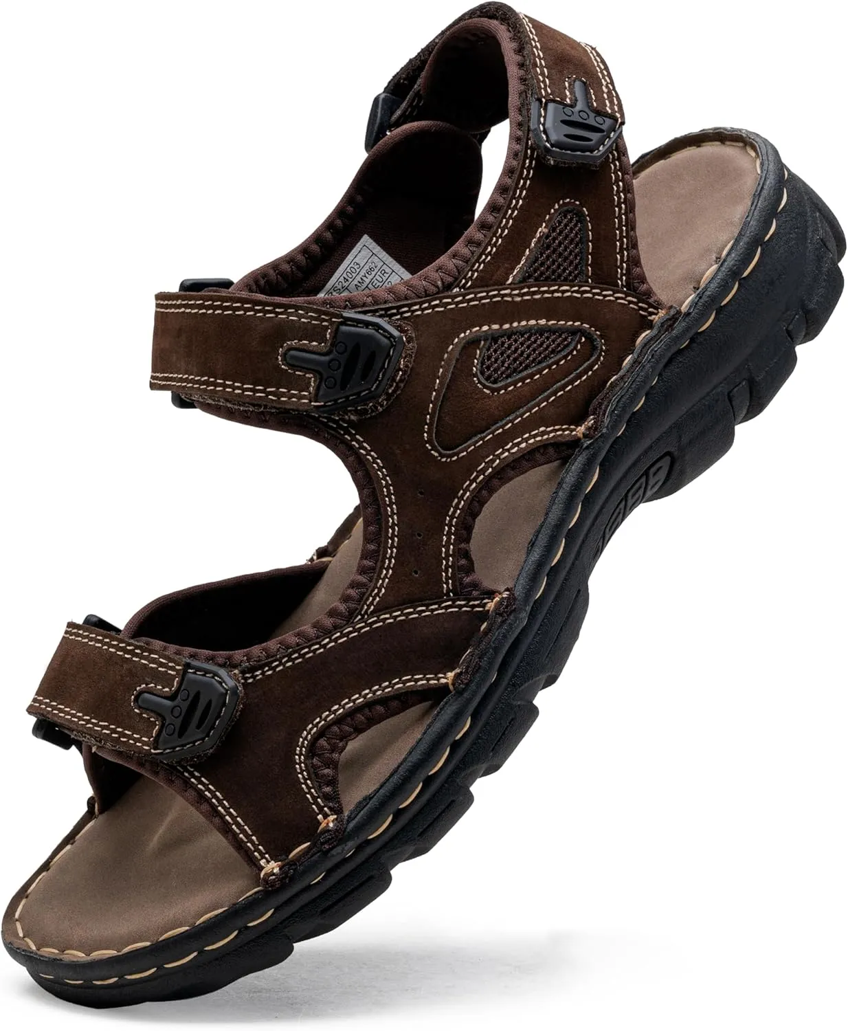 Jousen Men's Sandals Leather Open Toe Beach Sandal Outdoor Summer Sport Hiking Sandals