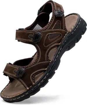 Jousen Men's Sandals Leather Open Toe Beach Sandal Outdoor Summer Sport Hiking Sandals
