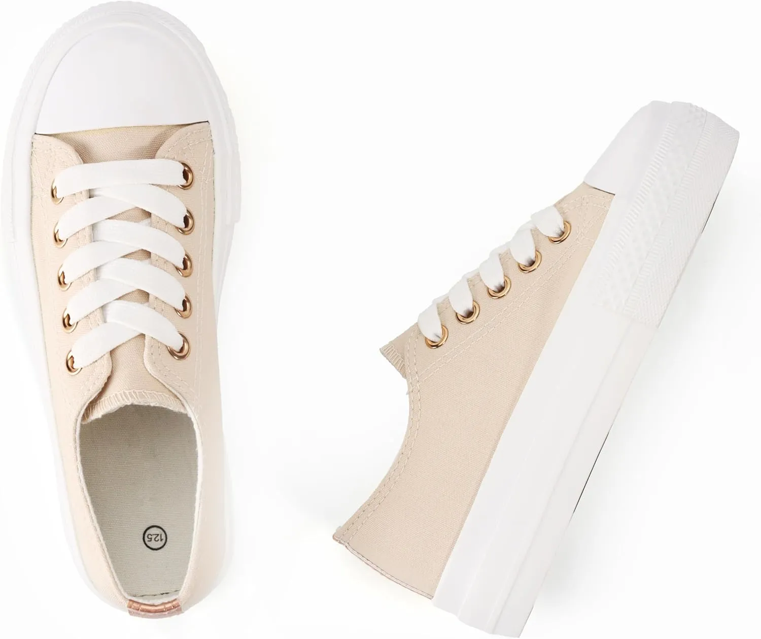 JUDIS Girls’ Platform Canvas Shoes Lace-up Fashion Sneakers Low Top and High Top Casual Shoes for Girls