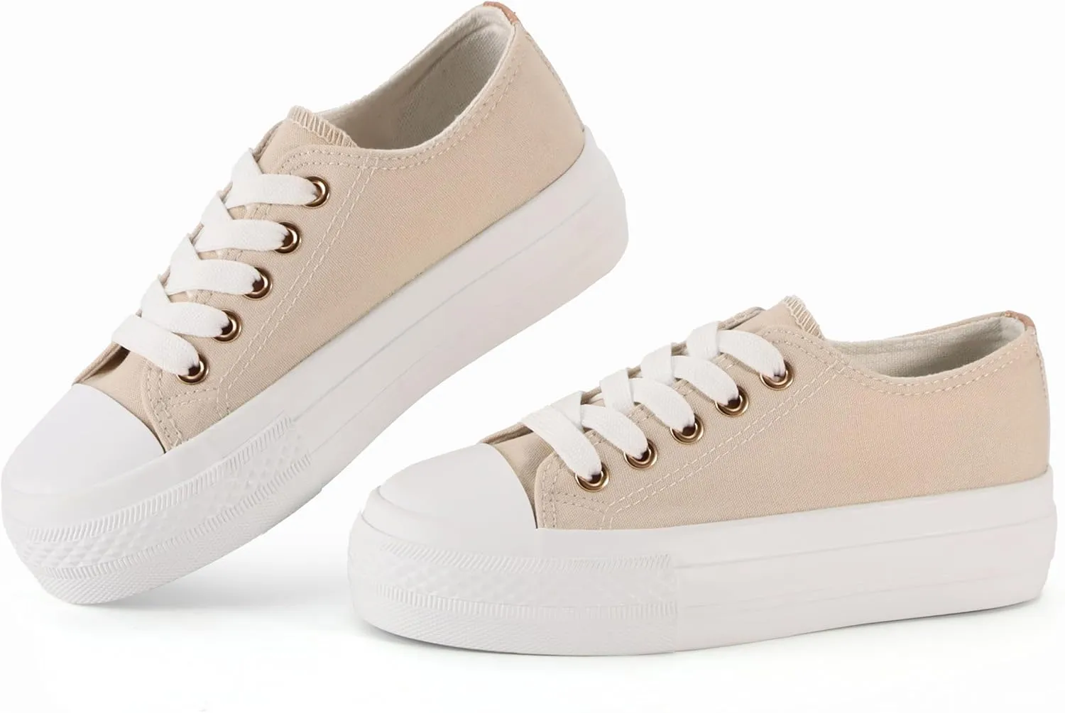 JUDIS Girls’ Platform Canvas Shoes Lace-up Fashion Sneakers Low Top and High Top Casual Shoes for Girls