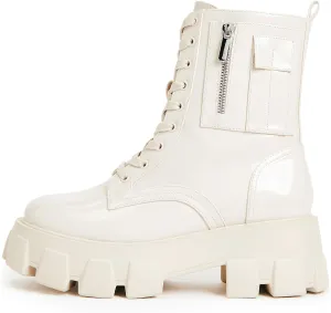 JustFab Womens Combat Boots Fall Boots Lace-up Combat Boots Ankle Booties Platform Shoes for Women - Reverie