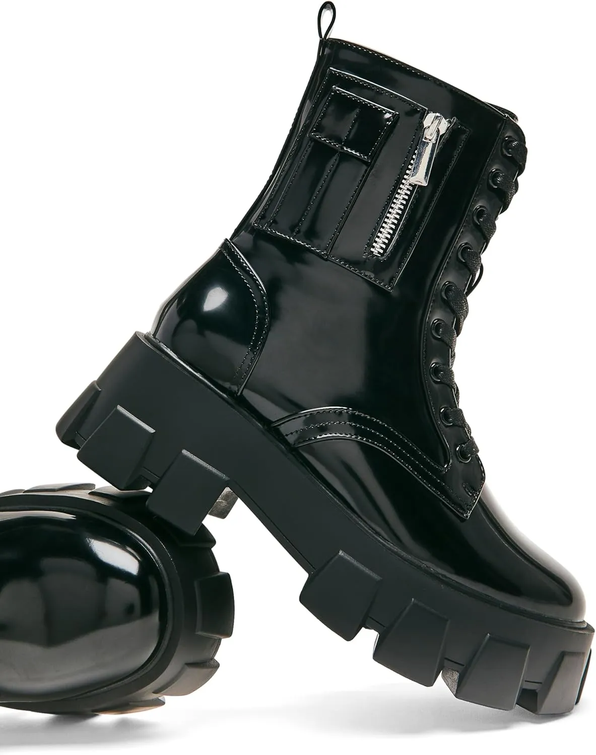 JustFab Womens Combat Boots Fall Boots Lace-up Combat Boots Ankle Booties Platform Shoes for Women - Reverie