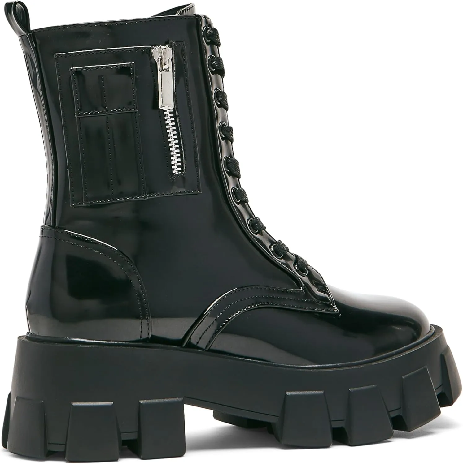 JustFab Womens Combat Boots Fall Boots Lace-up Combat Boots Ankle Booties Platform Shoes for Women - Reverie