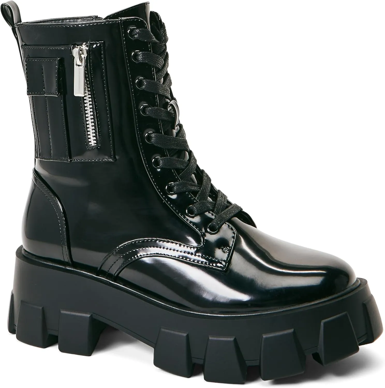 JustFab Womens Combat Boots Fall Boots Lace-up Combat Boots Ankle Booties Platform Shoes for Women - Reverie