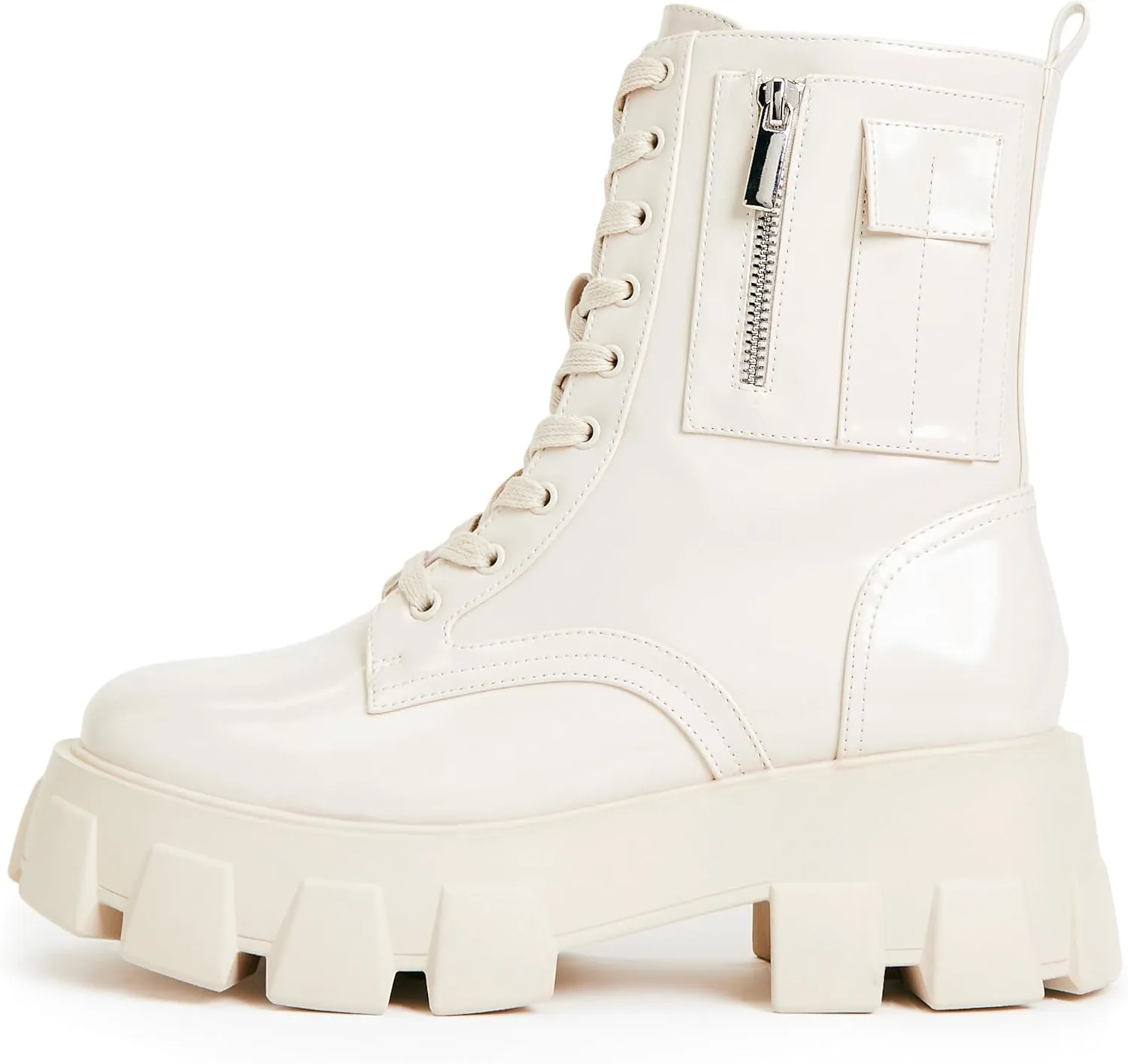JustFab Womens Combat Boots Fall Boots Lace-up Combat Boots Ankle Booties Platform Shoes for Women - Reverie