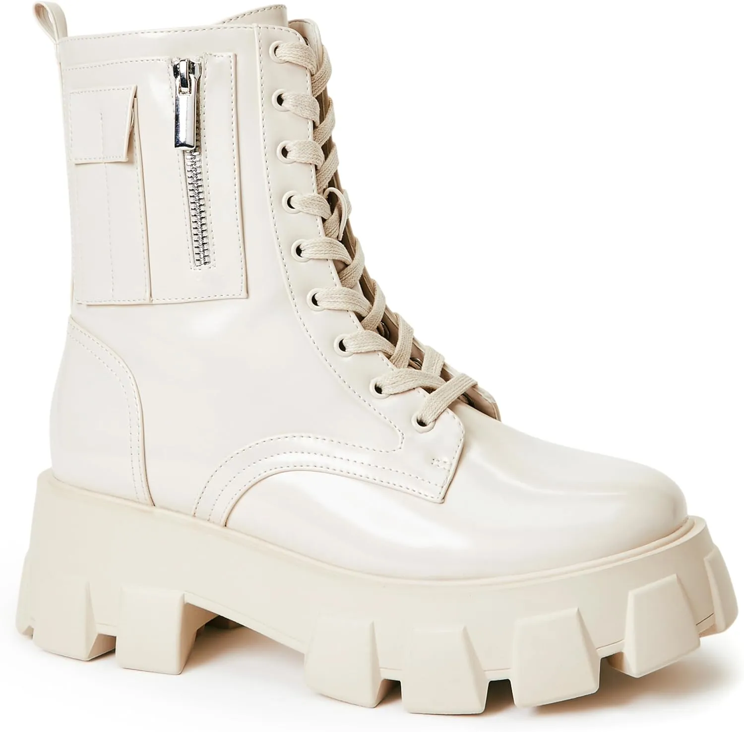 JustFab Womens Combat Boots Fall Boots Lace-up Combat Boots Ankle Booties Platform Shoes for Women - Reverie