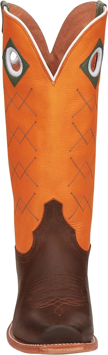 Justin Boots Mens Billet Brown 13in Sunrise Orange Cowhide Top Boot