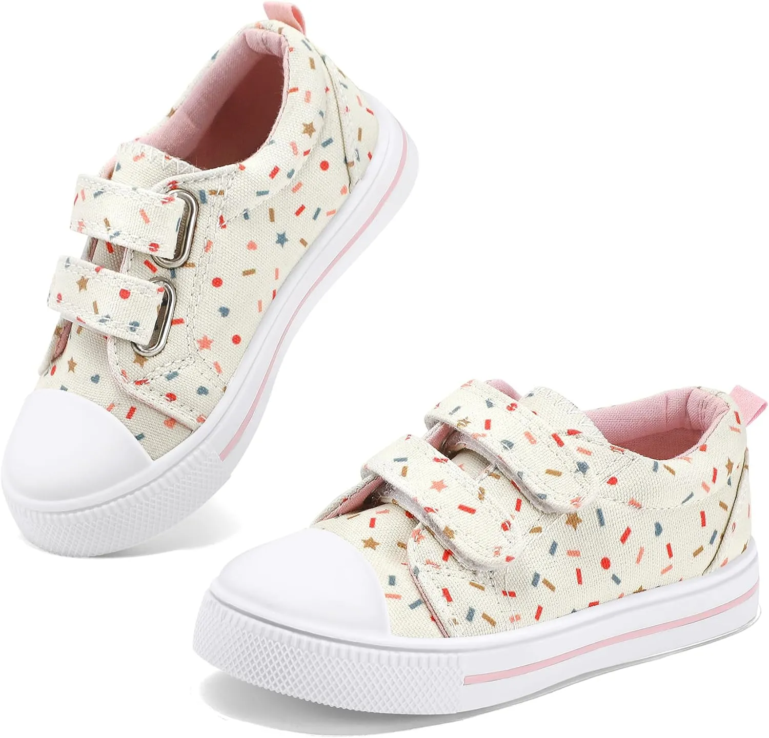 K KomForme Toddler Sneakers for Boys and Girls Dual Hook and Loops Sneakers Baby Canvas Shoes