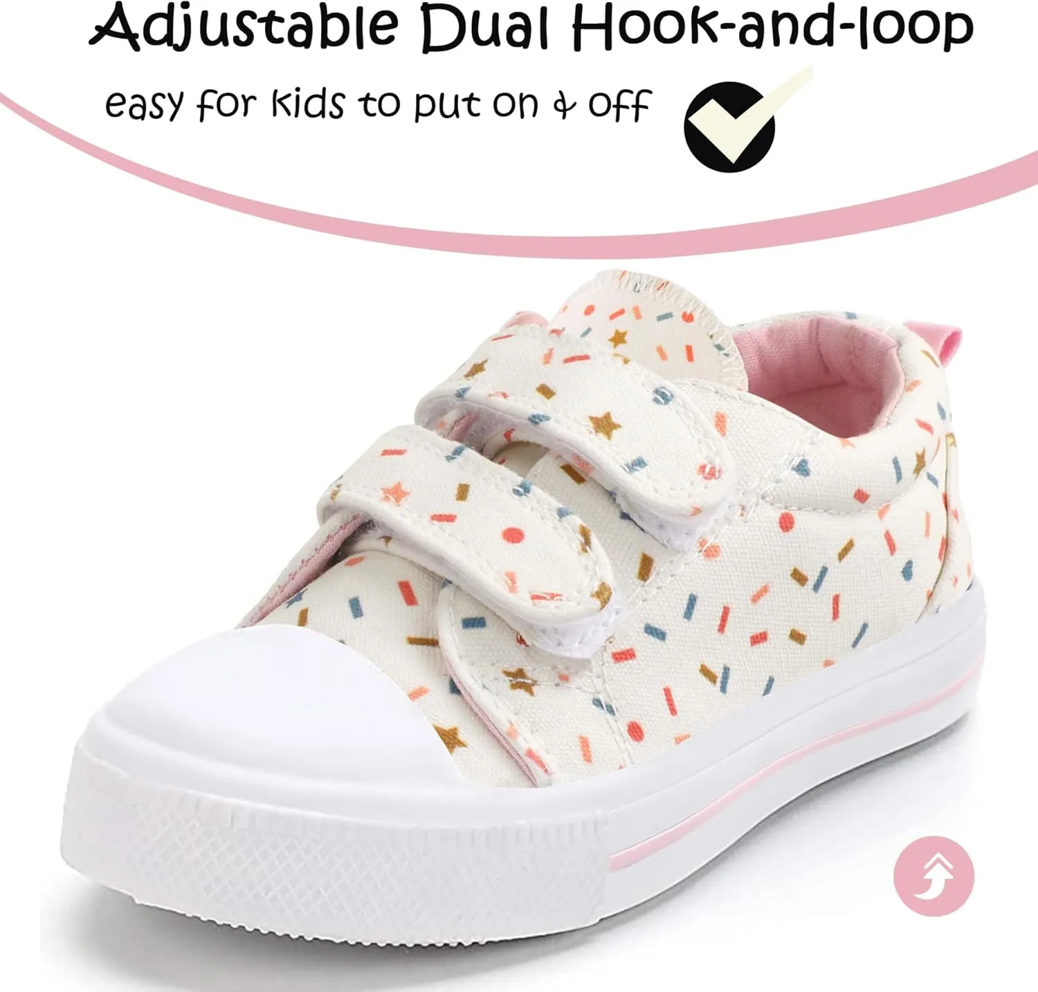 K KomForme Toddler Sneakers for Boys and Girls Dual Hook and Loops Sneakers Baby Canvas Shoes