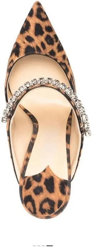 keleimusi Women's Heeled Mules Rhinestone Strap Pointed Toe Heeled Sandals High Heels Slip On Fashion Dress Bridal Mules Shoes For Women