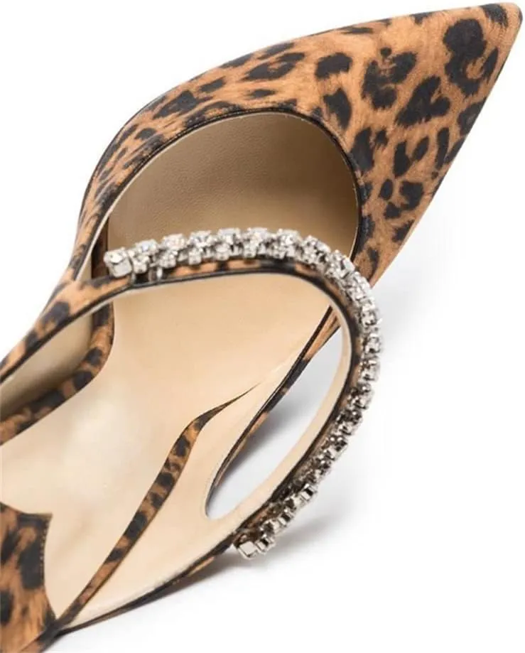 keleimusi Women's Heeled Mules Rhinestone Strap Pointed Toe Heeled Sandals High Heels Slip On Fashion Dress Bridal Mules Shoes For Women