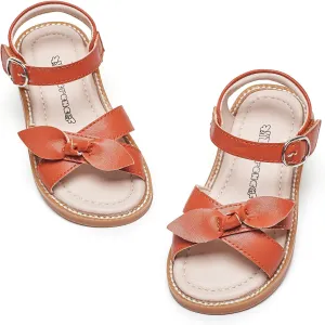 Kiderence Toddler Girls Pink Floral Sandals - Girls' Casual Flat Sandals with Ankle Strap
