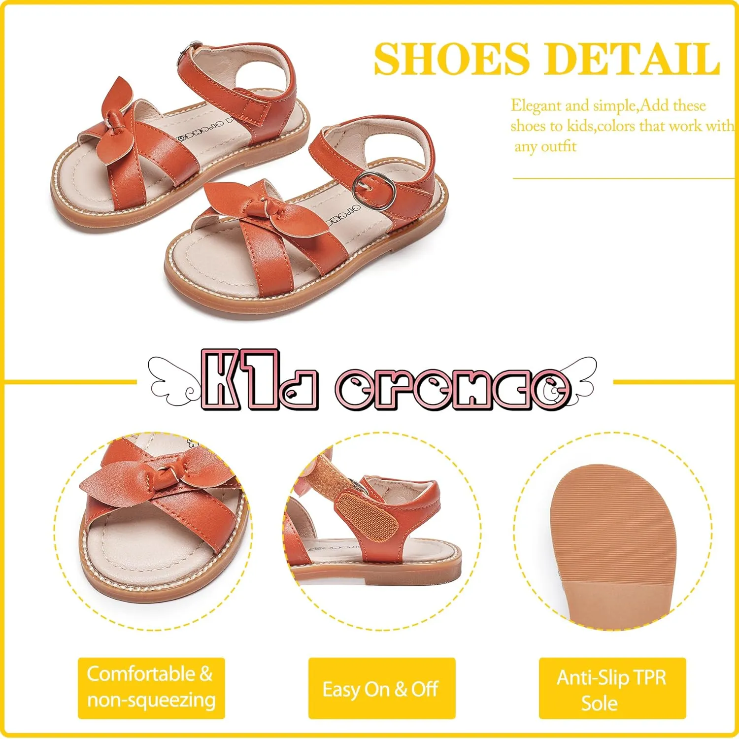 Kiderence Toddler Girls Pink Floral Sandals - Girls' Casual Flat Sandals with Ankle Strap