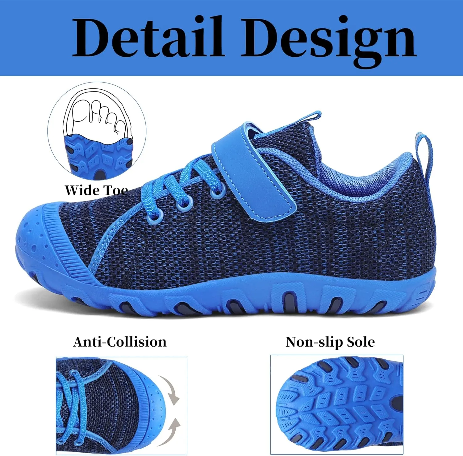 Kids Barefoot Shoes Anti-Collision Girls Boys Sneakers Slip on Running Hiking Tennis Shoes for Toddler/Little/Big Kid