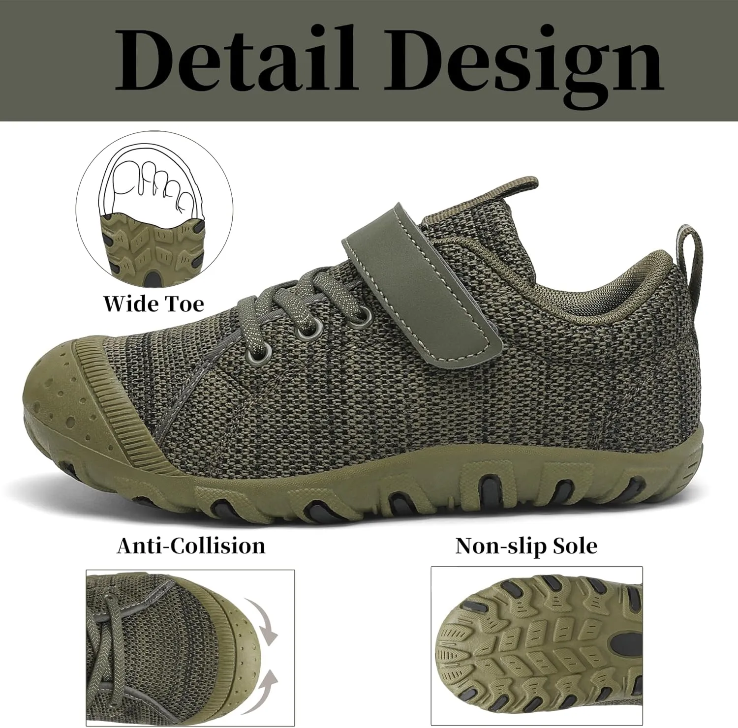 Kids Barefoot Shoes Anti-Collision Girls Boys Sneakers Slip on Running Hiking Tennis Shoes for Toddler/Little/Big Kid