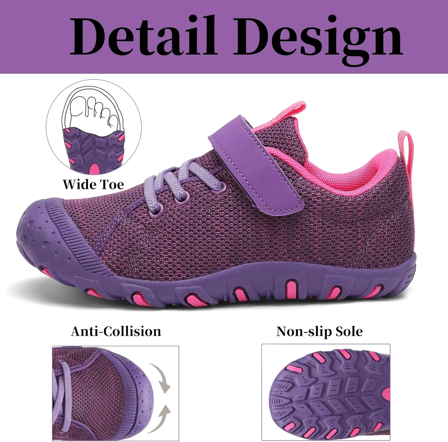 Kids Barefoot Shoes Anti-Collision Girls Boys Sneakers Slip on Running Hiking Tennis Shoes for Toddler/Little/Big Kid