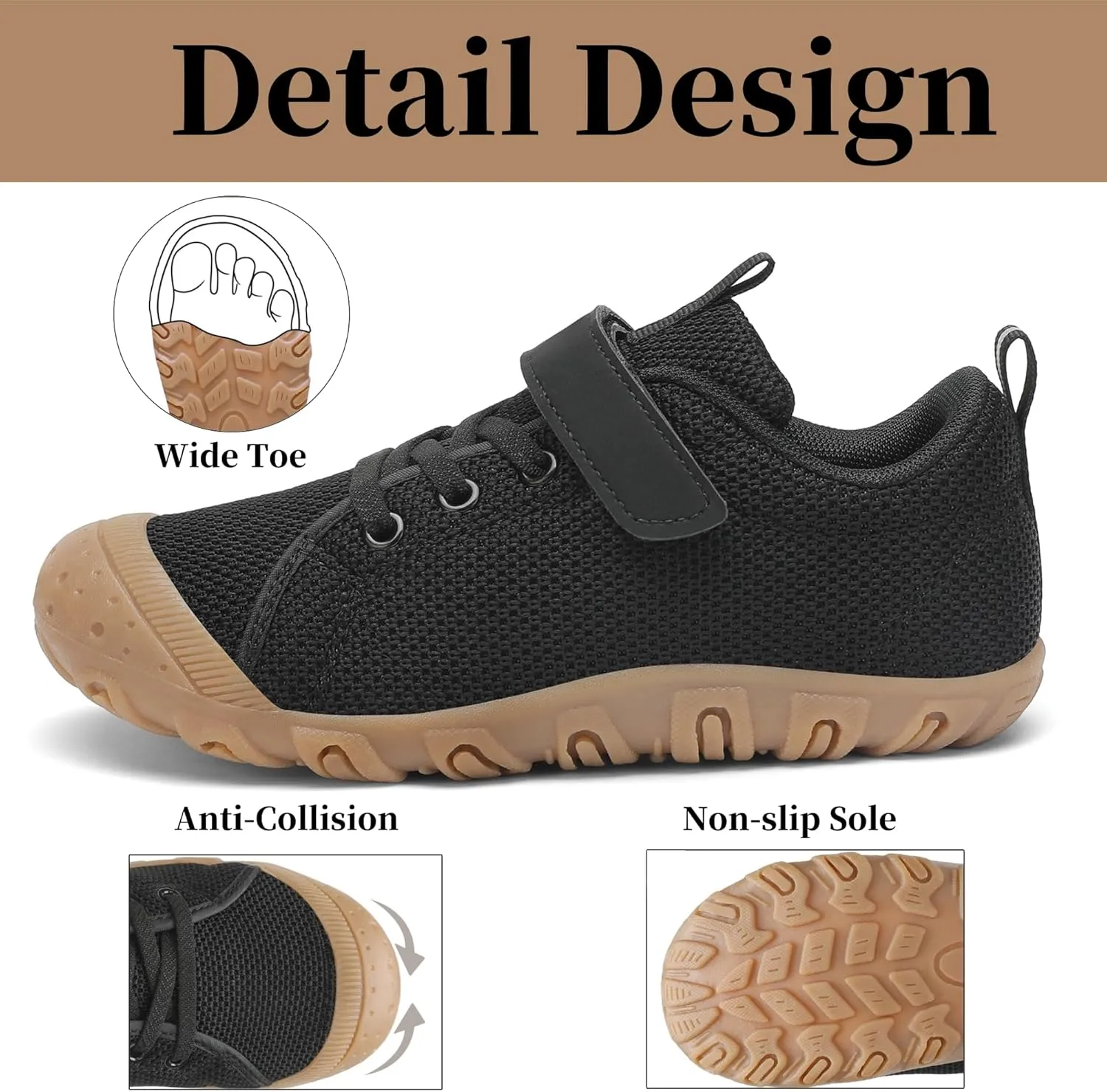 Kids Barefoot Shoes Anti-Collision Girls Boys Sneakers Slip on Running Hiking Tennis Shoes for Toddler/Little/Big Kid
