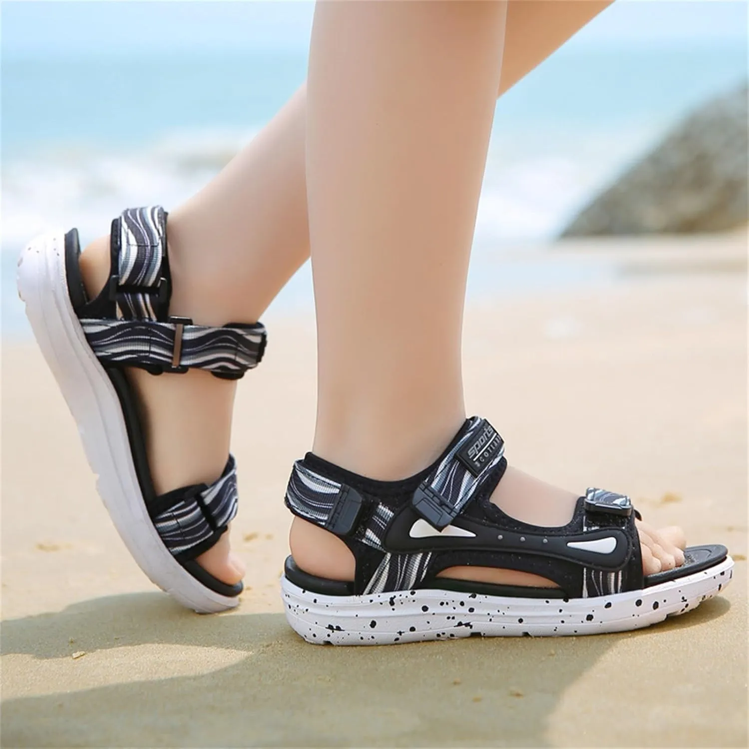 Kids Boys Summer Sports Sandals Hiking Beach Outdoor Open Toe Lightweight Breathable Non Slip Casual Walking Shoes