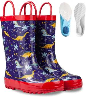 Kids Rain Boots with Cotton Lining, Rubber Construction, Prints for Comfort and Style