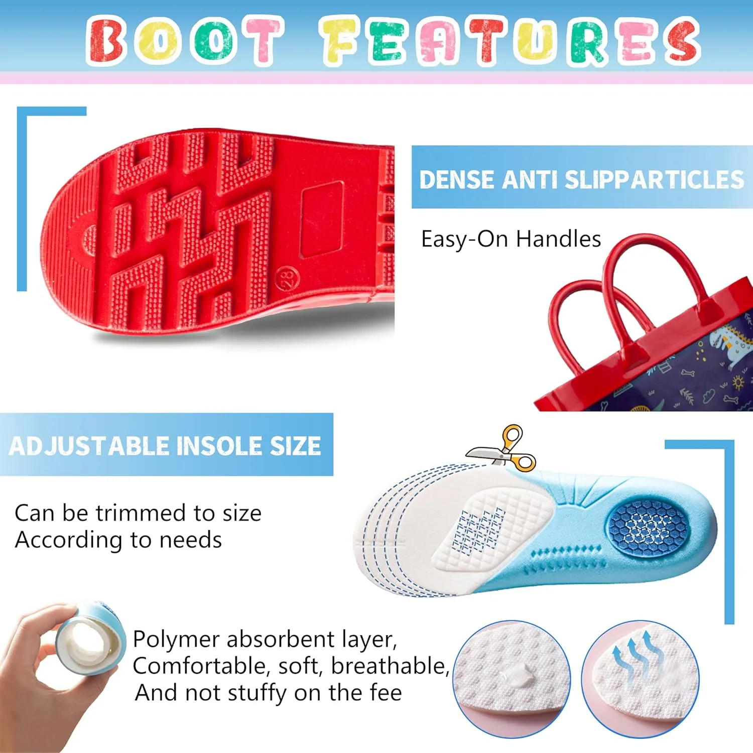 Kids Rain Boots with Cotton Lining, Rubber Construction, Prints for Comfort and Style