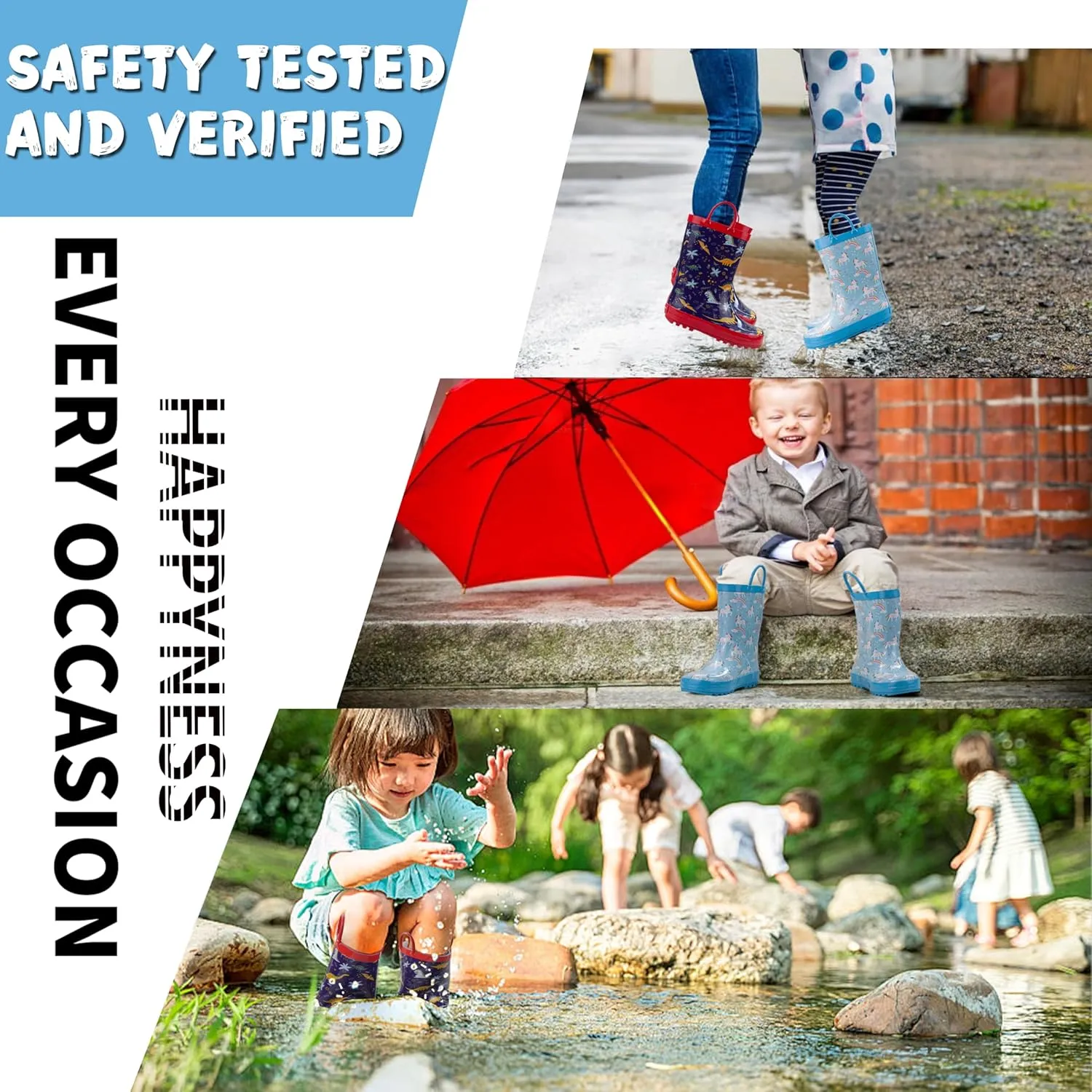 Kids Rain Boots with Cotton Lining, Rubber Construction, Prints for Comfort and Style