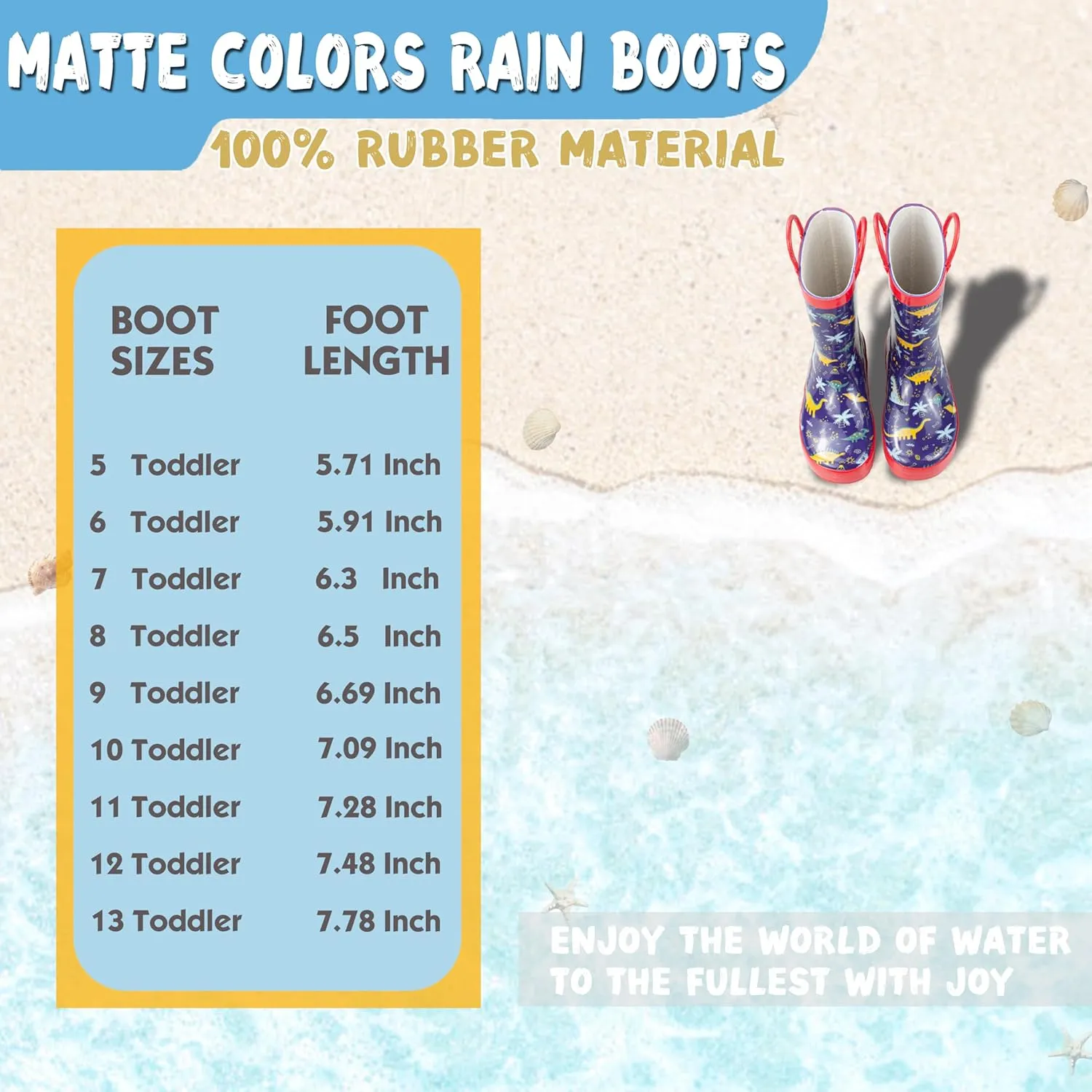 Kids Rain Boots with Cotton Lining, Rubber Construction, Prints for Comfort and Style